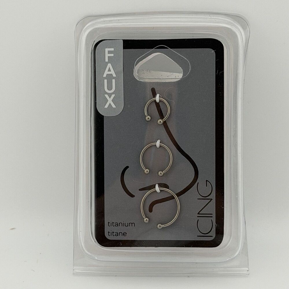 Claire’s Faux Nose Ring 3 piece titanium NEW